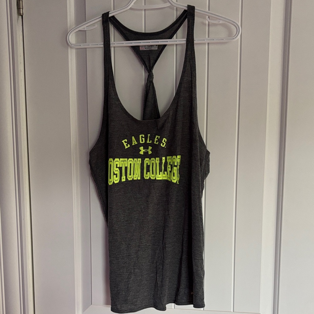 Under Armour Women's Charcoal Tank Top with Neon Yellow Graphics